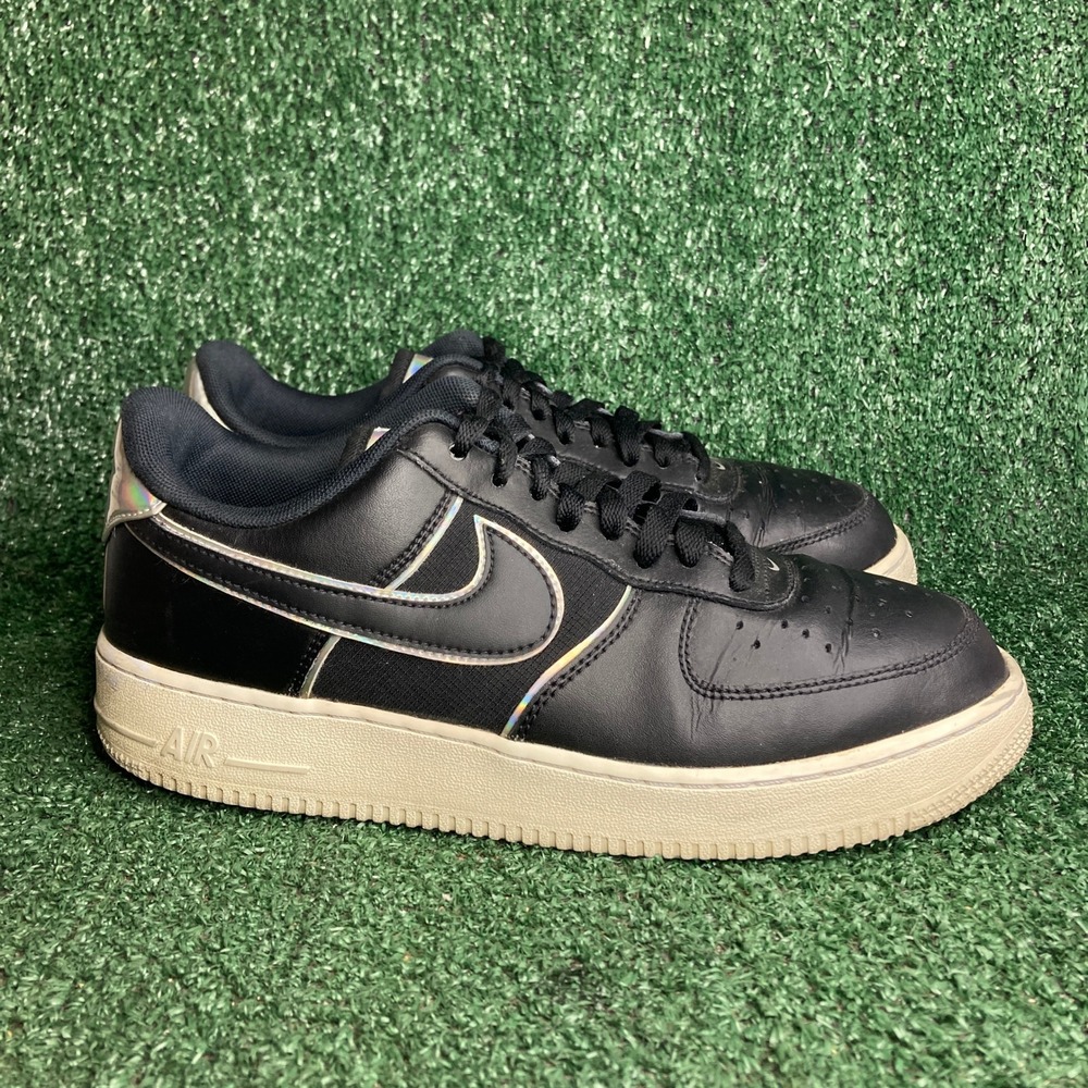 Nike Air Force 1 Low LV8 Iridescent Outline Leather‎ Black Sneaker Mens Size 9